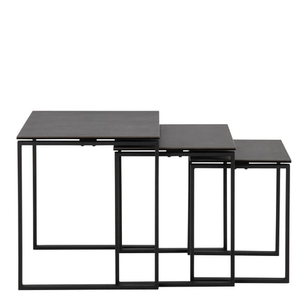 Katrine Ceramic Nest of Tables Black Set of 3 Stylish Square Tables