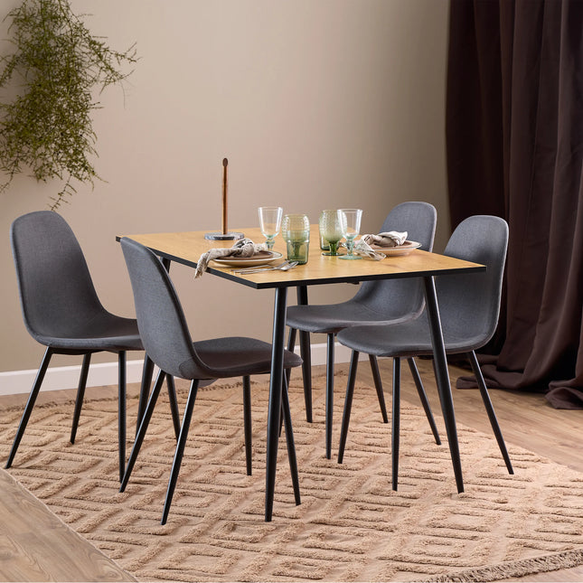 Wilma - Dining Table with Oak Top with 4 Celia Dining Chairs