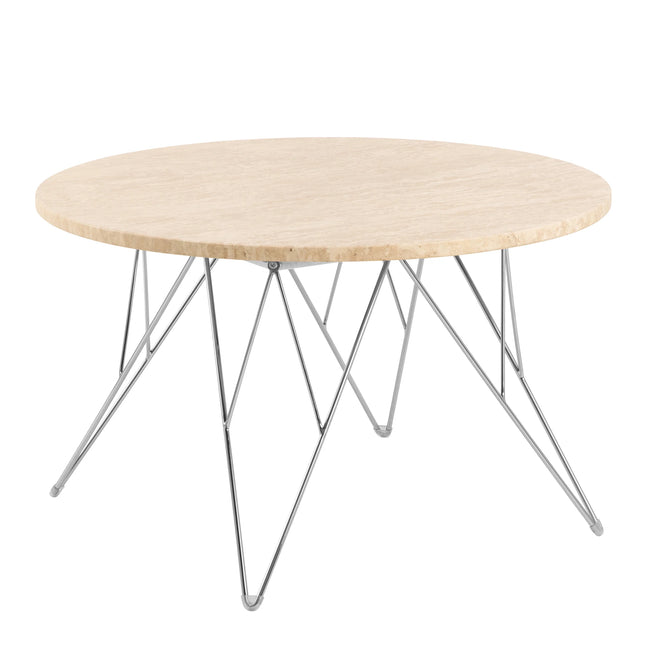 Prunus Round Coffee Table in Beige, Chrome or Black Steel Base 80x46.4cm