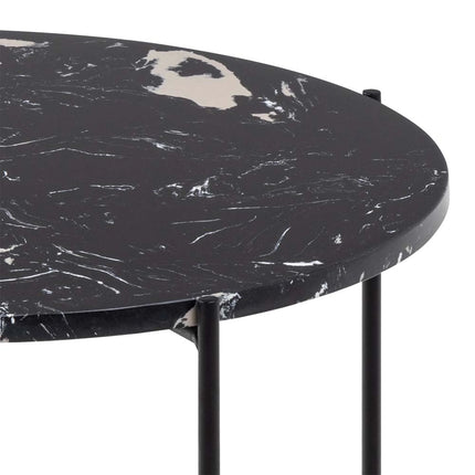 Avila - Side Table with Black Polished Marble Stone 52x40cm