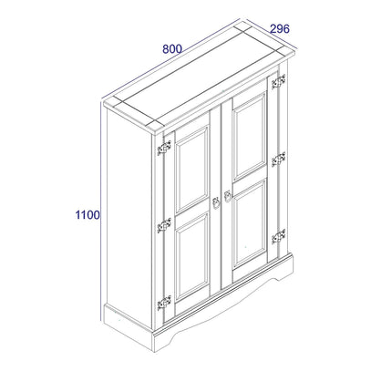 Corona White - Bookcase - 2 Door & Antique Waxed Pine Top