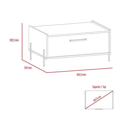 Harvard - Coffee Table - Washed Oak with Drop-Down Door