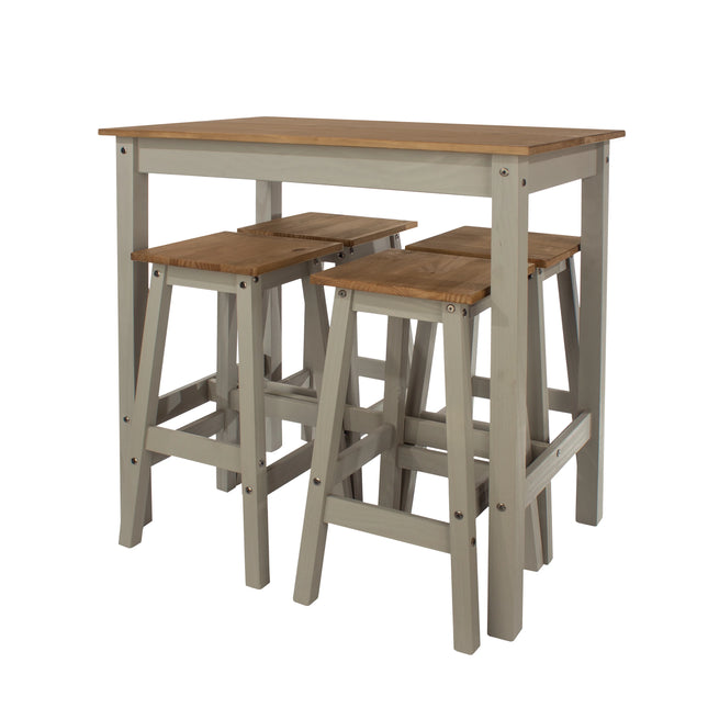 Linea - 5 Piece Solid Pine Dining Set - Grey
