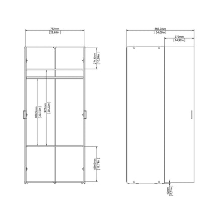 Space - Wardrobe with 2 Doors in White