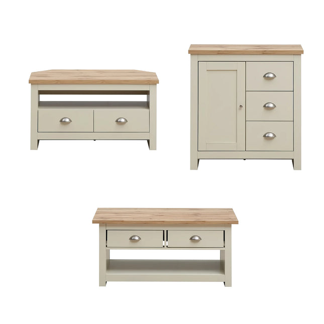 Lisbon - Set - Corner TV Unit, 3 Drawer Sideboard, Coffee Table