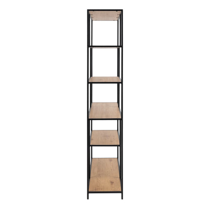 Seaford - Tall Large Black Metal Asymmetrical Bookcase with 5 Shelves