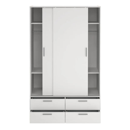 Line - Wardrobe with 2 Sliding Doors and 4 Drawers