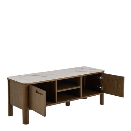 Southampton TV Unit 2 Doors 1 Shelf Ceramic Cream Scandinavian Design