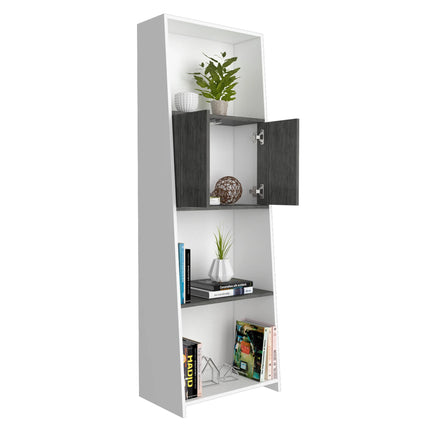 Dallas - Bookcase - 2 Door White & Grey Oak Shelves
