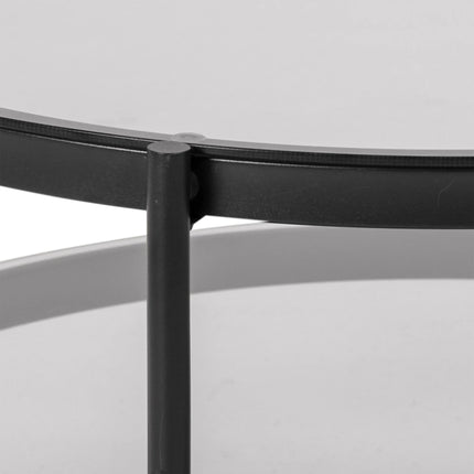 Bayonne Round Coffee Table Black with Smoked Glass Top