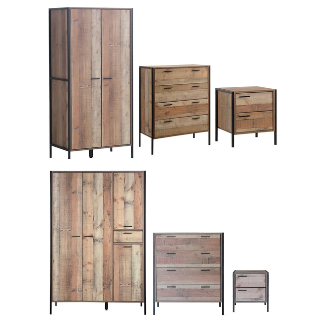 Stretton - 3 Piece Bedroom Set 2 Door Wardrobe - Rustic Oak