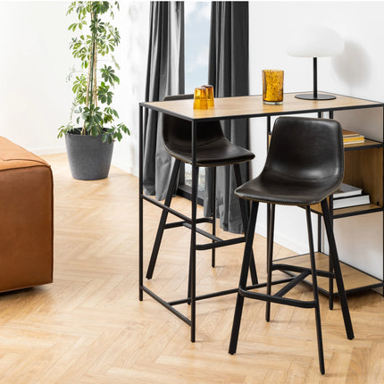 I_Oregon Bar Chair Set Of 2 – Vintage PU Black With Matt Black Steel Base
