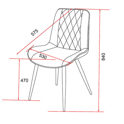 Aspen - Dining Chair Pair - Diamond Stitch Fabric & Metal Legs