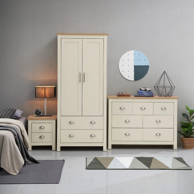 Lisbon - 3-Piece Set - Wardrobe, 7 Drawer Chest & 2 Drawer Bedside Table