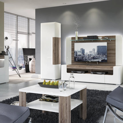 Toronto - Coffee Table with shelf In White and Oak