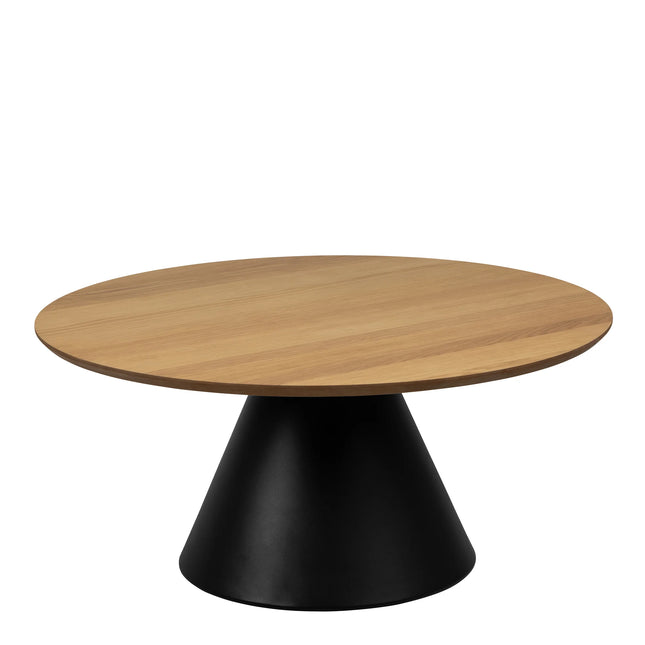 Soli Round Coffee Table in Oak with Black or Grey Base – Modern Design