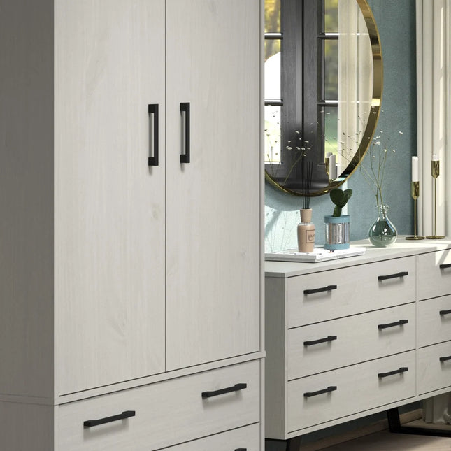 Texas - Wardrobe - 2 Door 2 Drawer Grey Waxed Pine & Metal Legs