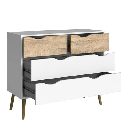 Oslo Chest Of 4 Drawers In White And Oak – Scandinavian Storage Chest