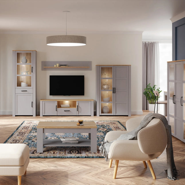 Bohol TV Unit With LED Lighting, Soft-Close Doors – Choice Of Finishes