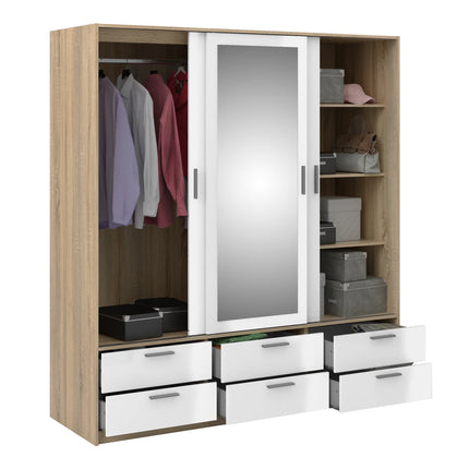 Line - Wardrobe with 3 Doors 6 Drawers