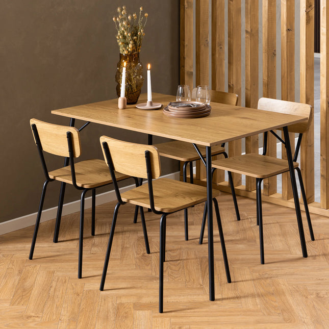 Peru - Dining Chair in Steel and Oak Set of 2