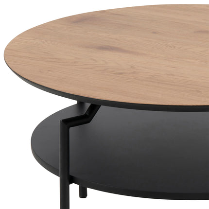 Goldington Round Coffee Table With Oak Or Marble Effect Top
