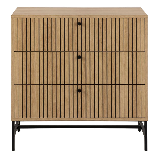 Albany Chest of Drawers 3 Drawer Oak Effect 81cm Industrial