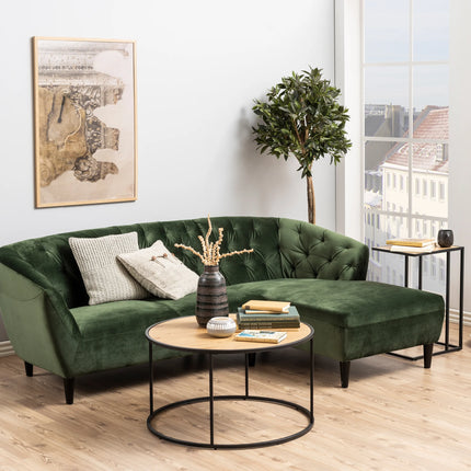 Seaford - Black Metal Round Coffee Table with Oak Top