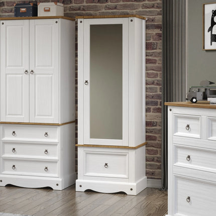 Corona - Wardrobe - 1 Door 1 Drawer Mirrored