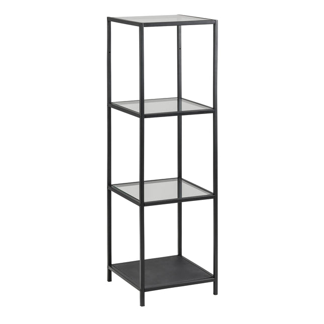 Seaford - Narrow Black Metal Bookcase with 3 Shelves