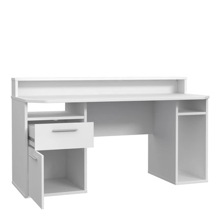 Tezaur White Gaming Desk with Colour Changing LED Lighting