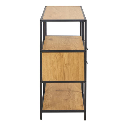Seaford Wide Oak Metal Bookcase with 2 Drawers and 3 Shelves