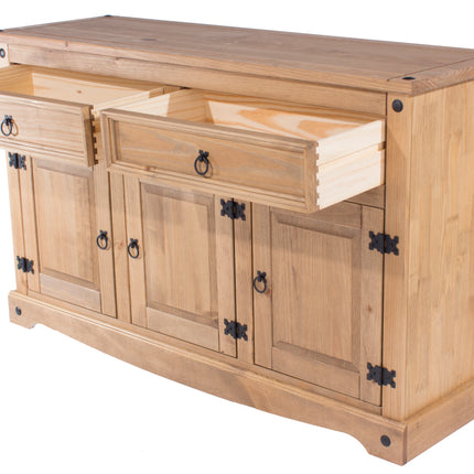 Corona White - Sideboard - 3 Door 2 Drawer & Antique Waxed Pine Top