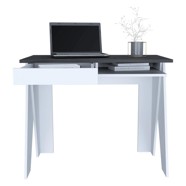 Dallas - Desk - 1 Drawer White with Angled Legs