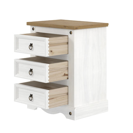 Corona - Bedside Cabinet - 3 Drawer Solid Pine Traditional
