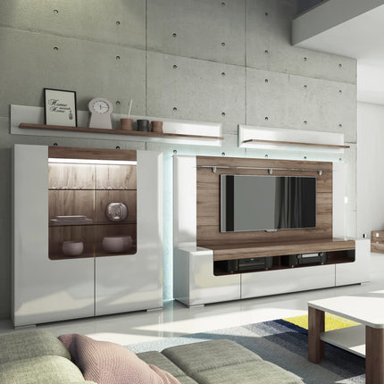 Toronto - 190cm wide TV Cabinet In White and Oak