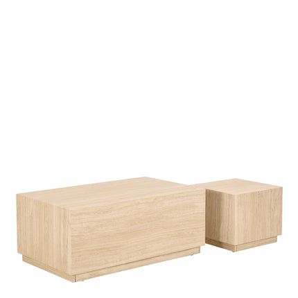 Dice Square and Rectangular Travertine Coffee Table Set of 2
