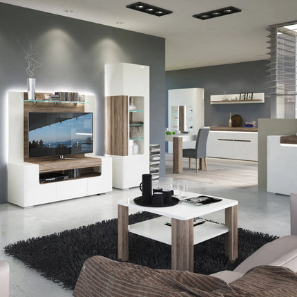 Toronto - 140cm Wide TV Cabinet In White and Oak
