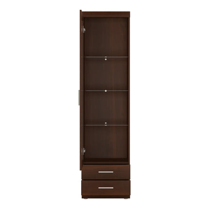 Imperial - Tall Glazed 1 Door 2 Drawer Narrow Cabinet