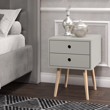 Options - Bedside Table - 2 Drawer & Splayed Pine Legs