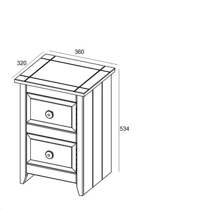 Capri - Bedside Table - 2 Drawer & Antique Waxed Pine Top