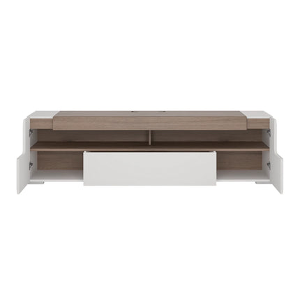 Toronto - 190cm wide TV Cabinet In White and Oak