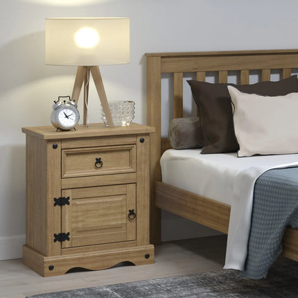 Corona - Bedside Table - 1 Door 1 Drawer Rustic