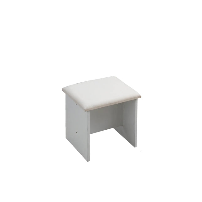 Astbury stool with white cushioned seat and white painted wooden base