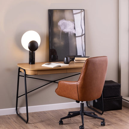 Blueton - Office Desk with 2 Drawers in Black and Oak