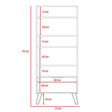 Nevada - Bookcase - 1 Door Industrial & Hairpin Legs