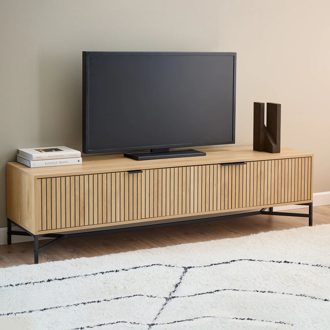 Jaipur TV Unit With 3 Doors 176cm Wide in Oak – Scandinavian Style