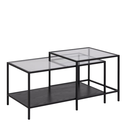 Seaford - Black Metal Coffee Table Set with Glass Top
