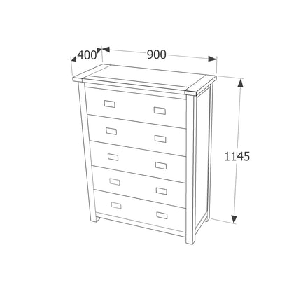Boston - Chest of Drawers - 5 Drawer Traditional