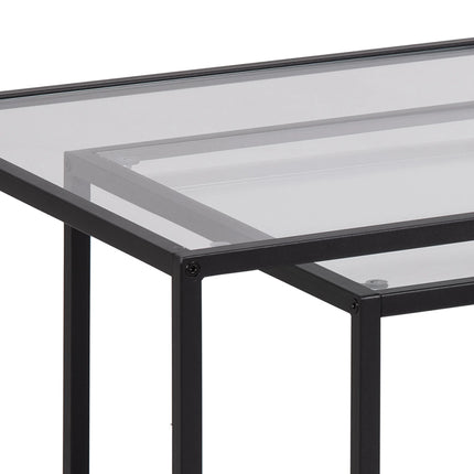Seaford - Black Metal Coffee Table Set with Glass Top